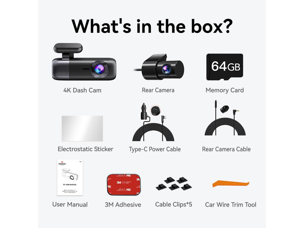 REDTIGER Dash Cam 4K Front and Rear 1080P, WiFi GPS Car Camera with Free 64GB SD Card, Dual Dash Camera for Cars, Loop Recording, Night Vision, Parking Mode, Smart App Control, Support 256GB Max