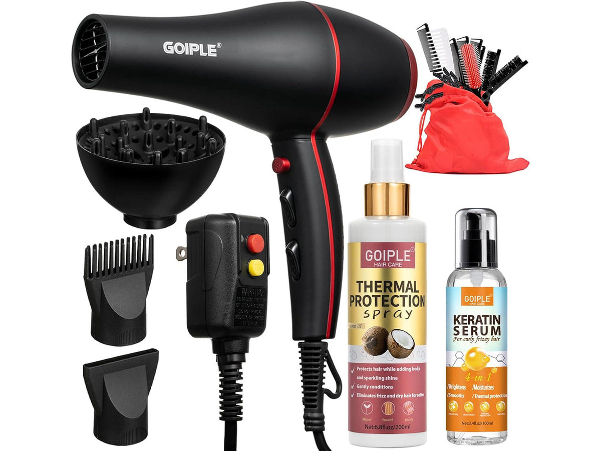21Pcs Professional Hair Dryer Kit - Ionic, Lightweight, Low Noise, Constant Temperature, 1800W Blow Dryer for Women and Men - Includes Hair Dryer, Nozzles, and Accessories Set