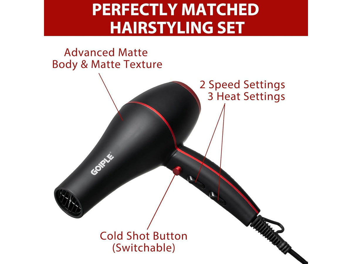 21Pcs Professional Hair Dryer Kit - Ionic, Lightweight, Low Noise, Constant Temperature, 1800W Blow Dryer for Women and Men - Includes Hair Dryer, Nozzles, and Accessories Set