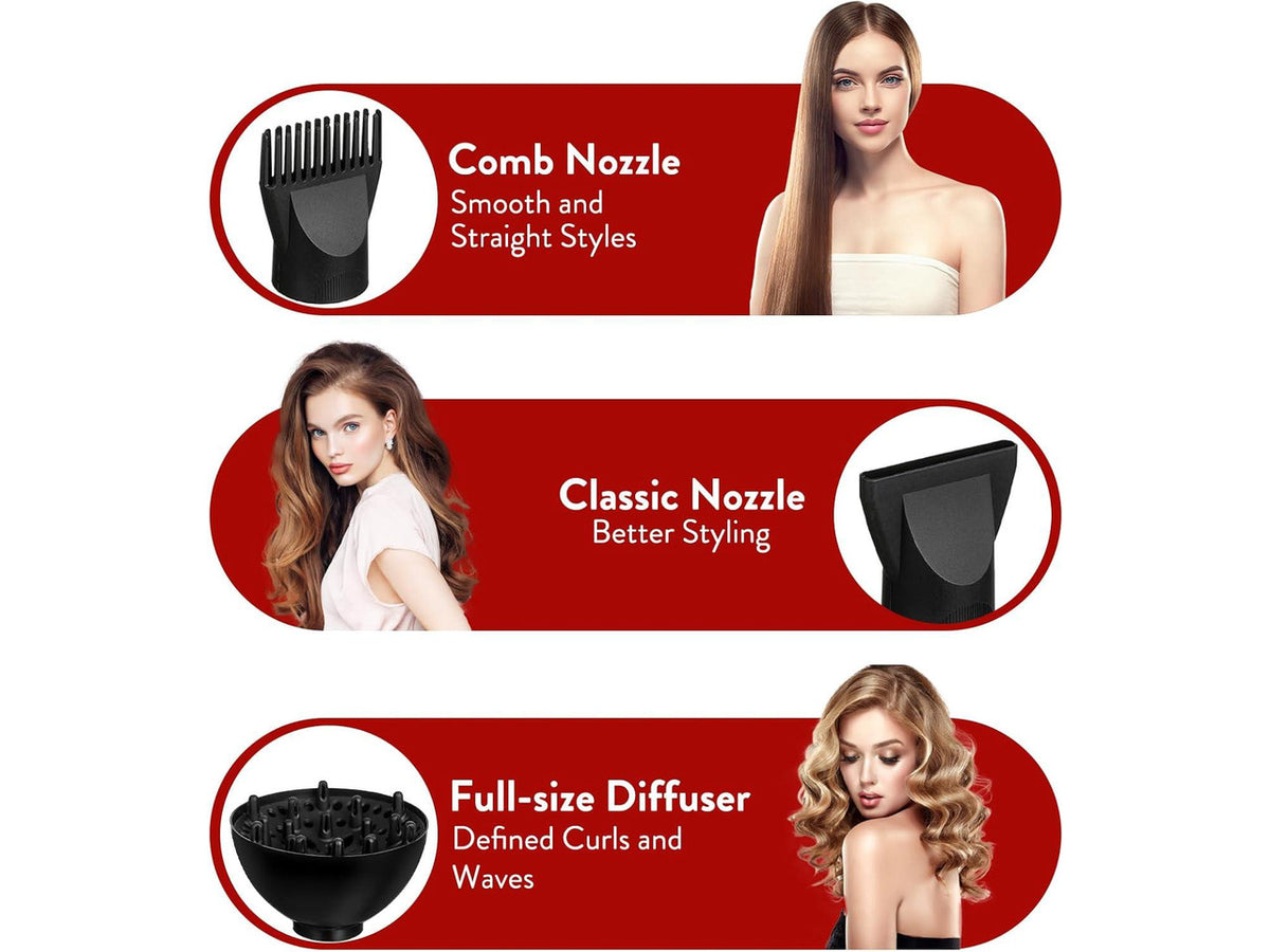 21Pcs Professional Hair Dryer Kit - Ionic, Lightweight, Low Noise, Constant Temperature, 1800W Blow Dryer for Women and Men - Includes Hair Dryer, Nozzles, and Accessories Set