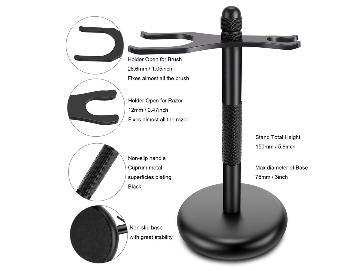 Amazing Safety Razor Shave Kit - Mysterious Black Men's Shaving & Grooming Sets - Butterfly Open Safety Razor,Friendly Brush,Great Shaving Stand,Shaving Soap Bowl, Super Stainless Blades