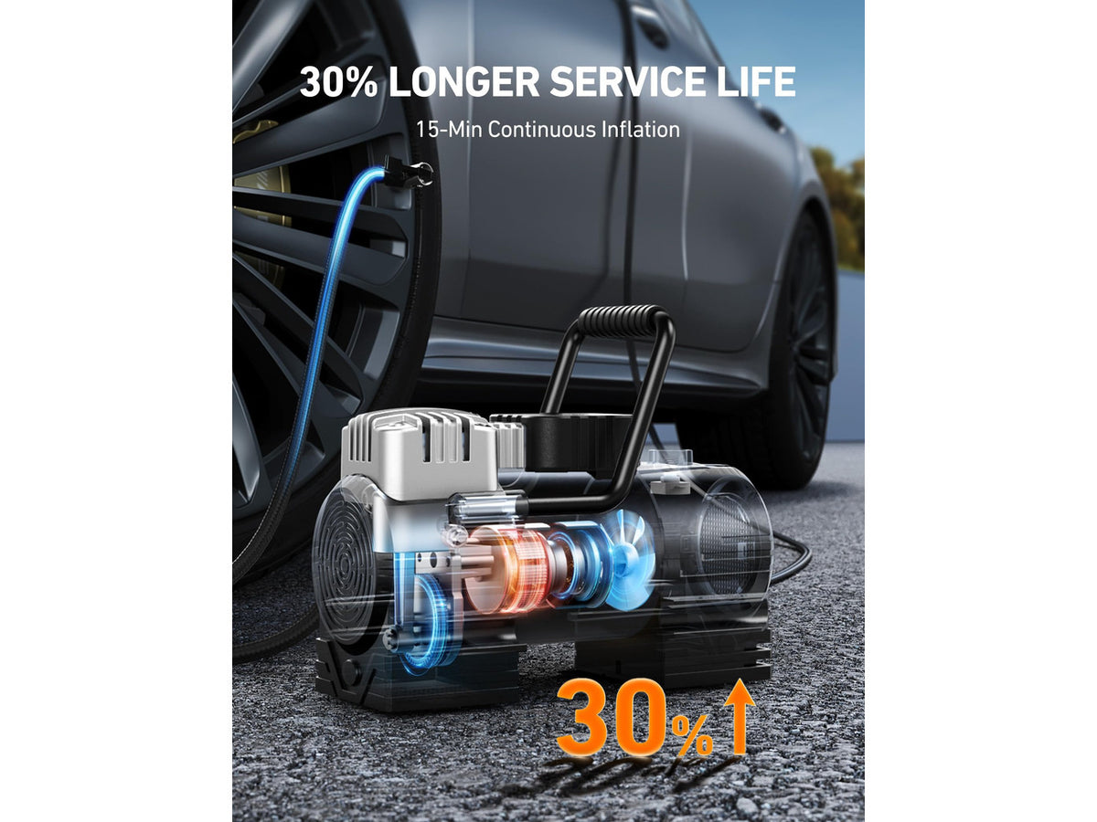 Tire Inflator Portable Air Compressor 12VDC Tire Pump Digital Gauge | 150 PSI Auto Shut-Off Fast Inflation, Ultra-Bright 12 LED Emergency Light Air Pump for Car Tires, Motorcycles, Bikes, Balls