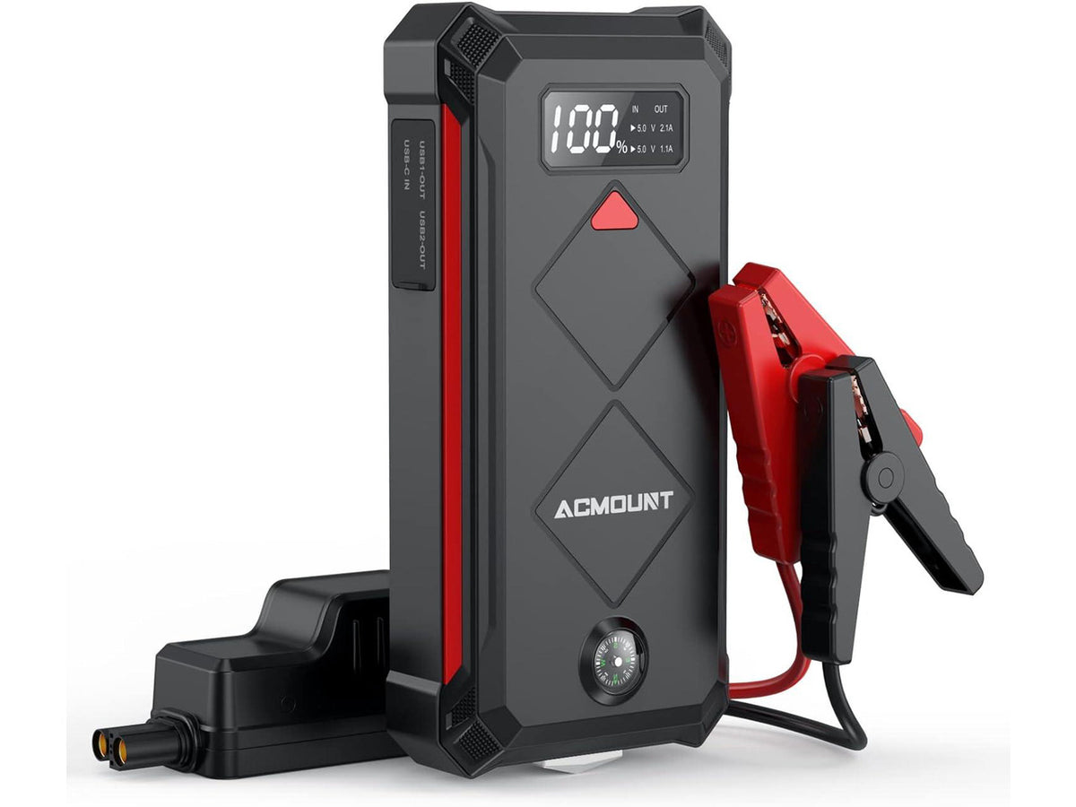 P100 Car Jump Starter, 5000A Peak Lithium Jump Starter Battery Pack for Up to 10.0L Gas or 8.0L Diesel Engine, Safe 12V Portable Battery Starter Power Pack with LED Screen & LED Light