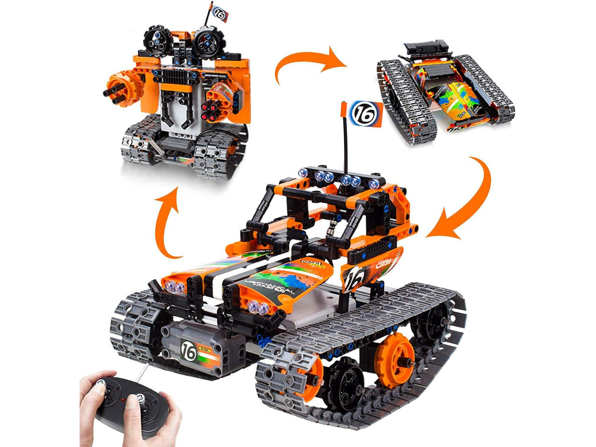 3-in-1 STEM Remote Control Building Kits - Tracked Car/Robot/Tank - 2.4Ghz Rechargeable RC Racer Toy Set Gift for 8-12 14 Year Old Boys and Girls Best Engineering Science Learning Kit for Kids 392pcs