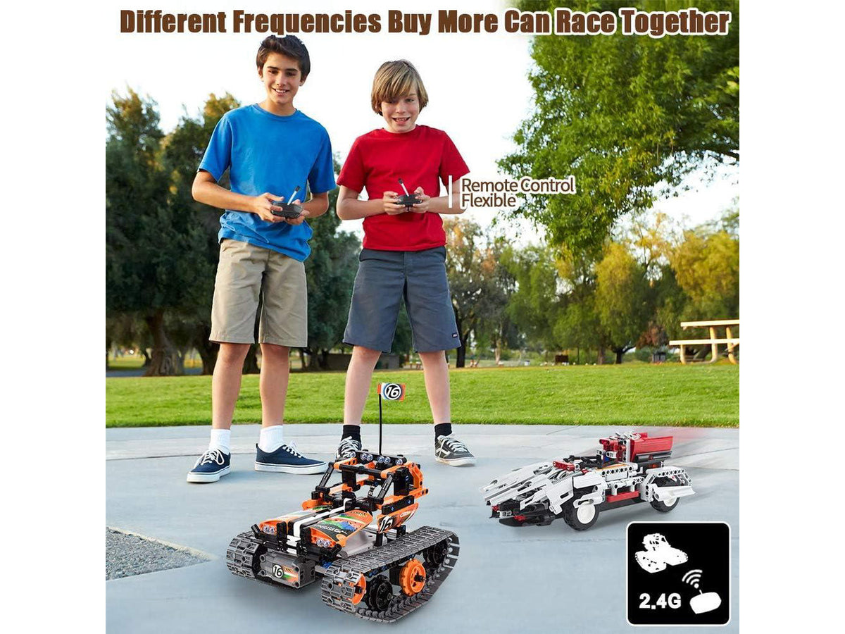 3-in-1 STEM Remote Control Building Kits - Tracked Car/Robot/Tank - 2.4Ghz Rechargeable RC Racer Toy Set Gift for 8-12 14 Year Old Boys and Girls Best Engineering Science Learning Kit for Kids 392pcs