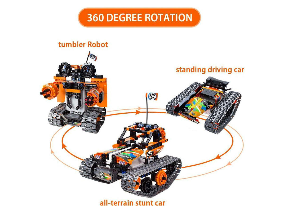 3-in-1 STEM Remote Control Building Kits - Tracked Car/Robot/Tank - 2.4Ghz Rechargeable RC Racer Toy Set Gift for 8-12 14 Year Old Boys and Girls Best Engineering Science Learning Kit for Kids 392pcs