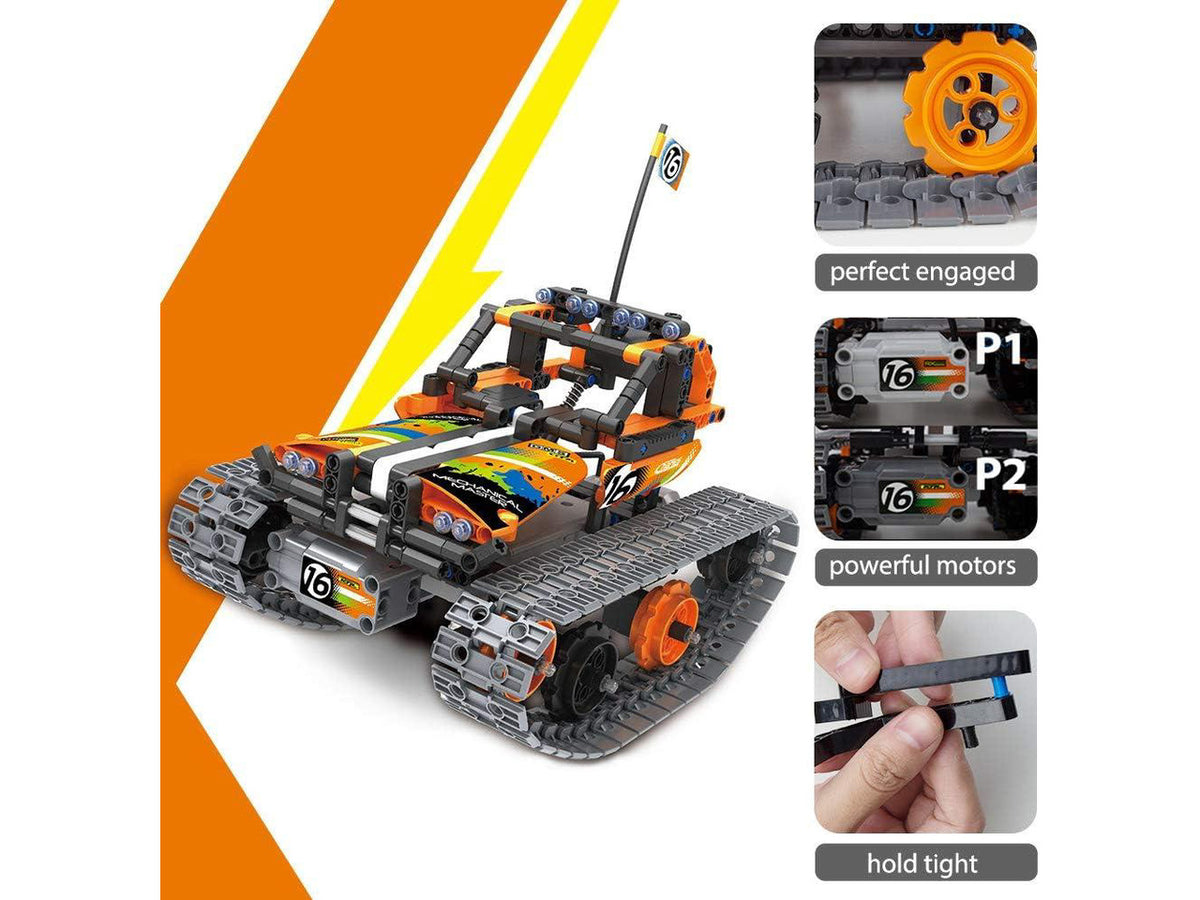 3-in-1 STEM Remote Control Building Kits - Tracked Car/Robot/Tank - 2.4Ghz Rechargeable RC Racer Toy Set Gift for 8-12 14 Year Old Boys and Girls Best Engineering Science Learning Kit for Kids 392pcs