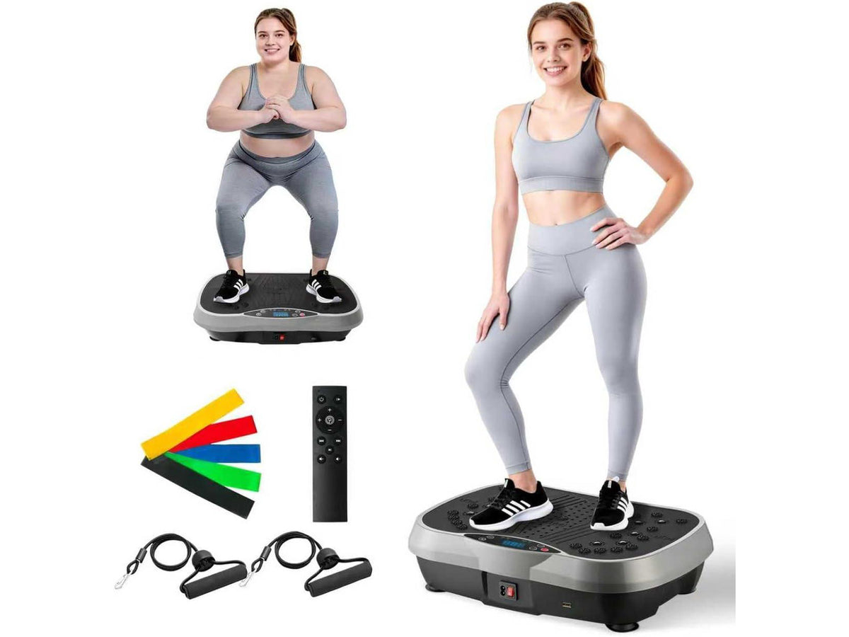 ALSO GO Vibration Plate Exercise Machine, 10 Preset Modes & 200-Level Vibration Platform for Weight Loss/Lymphatic Drainage, 400lbs Capacity Vibration Board with Resistance Bands for Full Body Workout