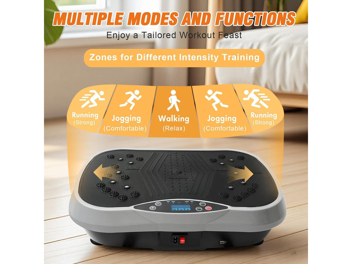 ALSO GO Vibration Plate Exercise Machine, 10 Preset Modes & 200-Level Vibration Platform for Weight Loss/Lymphatic Drainage, 400lbs Capacity Vibration Board with Resistance Bands for Full Body Workout