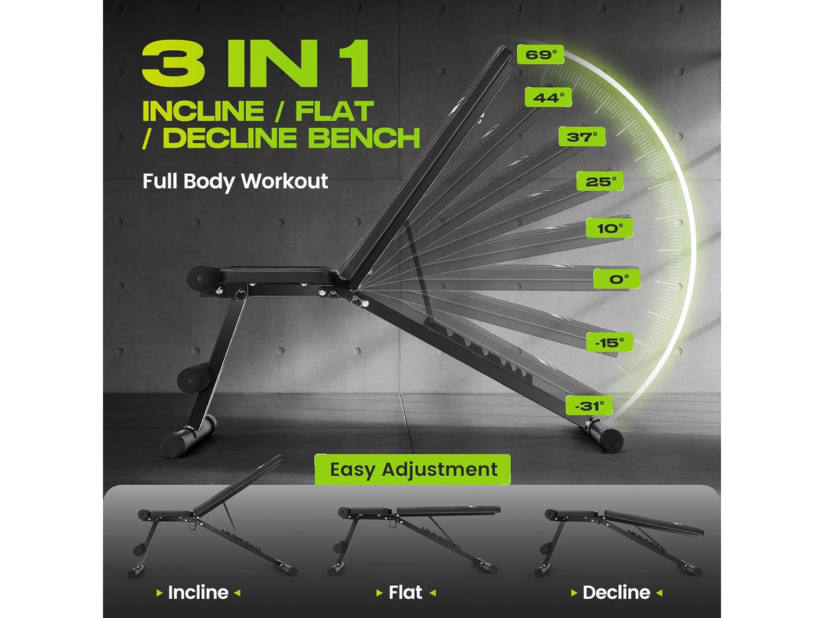 ANCHEER Basic Weight Bench for Home Gym, 660LBS Fast Foldable Workout Bench Press for Home Gym Strength Training, 8 Adjustable Backrests Incline/Flat/Decline Full Body Exercise - New Version