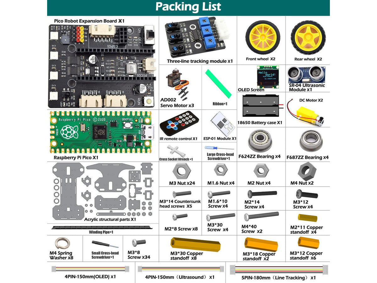 Adeept Smart Car Kit Compatible with Raspberry Pi Pico, Line Tracking, Obstacle Avoidance, Colorful Light, DIY STEM IR Remote Controlled Educational Robot Car Kit with MicroPython Code and Tutorials