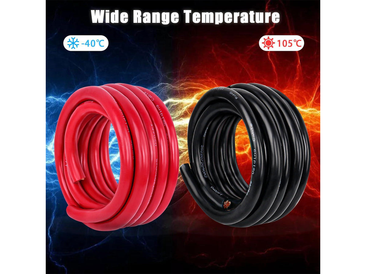 2 Gauge Battery Cable Copper Wire, 5FT Red+5FT Black 2 AWG Welding Cable Standard USA OFC Wire for Automotive, Battery, Solar, Marine and Generator