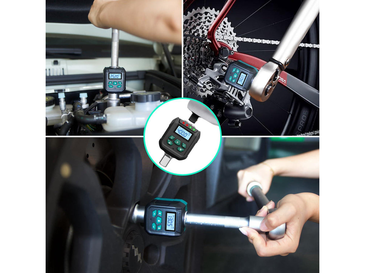1/2" Digital Torque Adapter Set with Socket Adapters (1/4", 3/8") - 2% Accuracy, 8.8-295 ft-lb, Buzzer & LED Alerts, Working with Ratchet Wrench, Breaker Bar - for Automotive, Motorcycle & Car