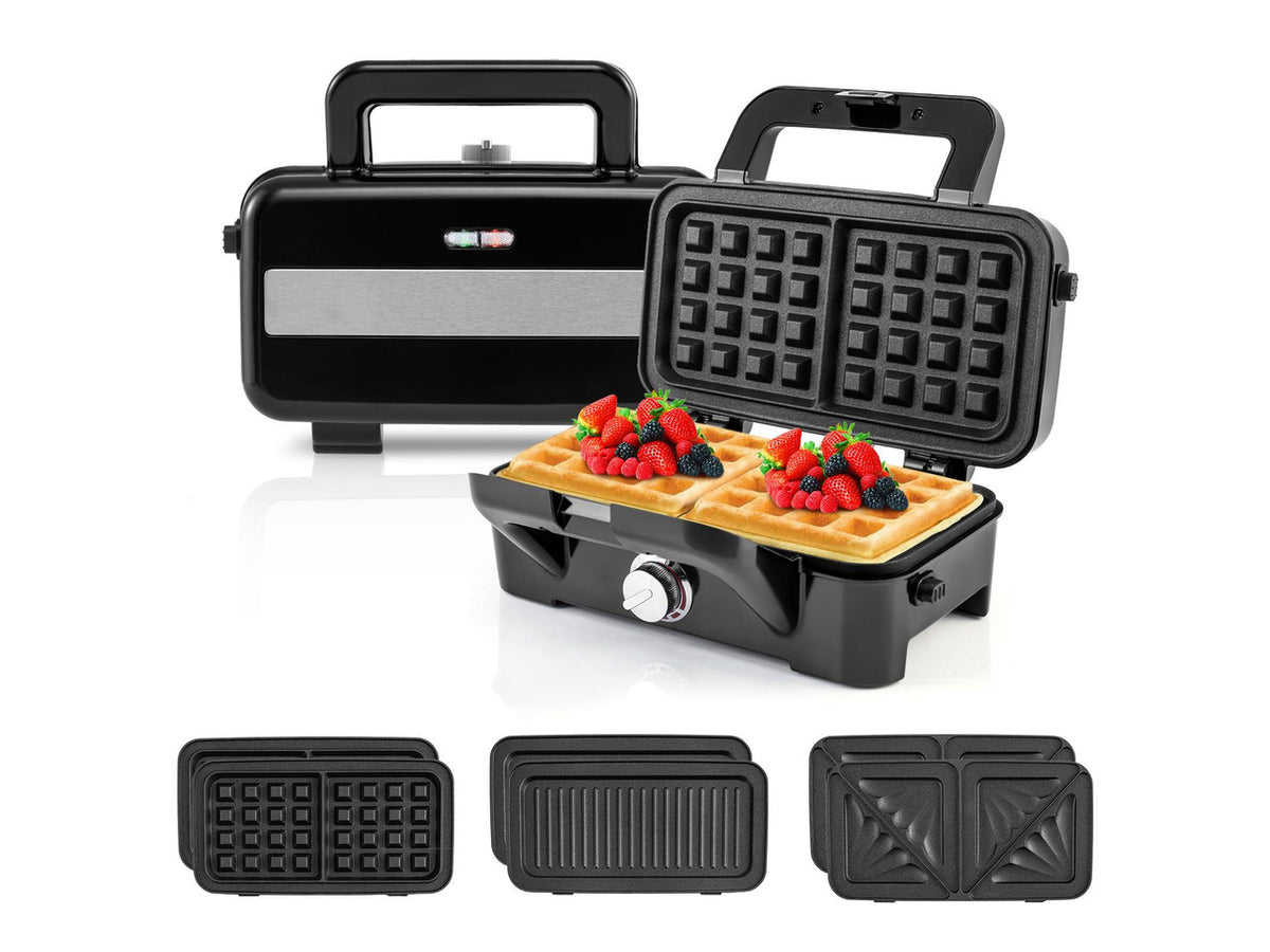 ARLIME Waffle Maker with Removable Plates, 1082W Electric Panini Press Grill w/Non-stick Plates, Indicator Lights, Sandwich Maker w/ 5-gear Temperature Control for Breakfast Grilled Cheese Steak