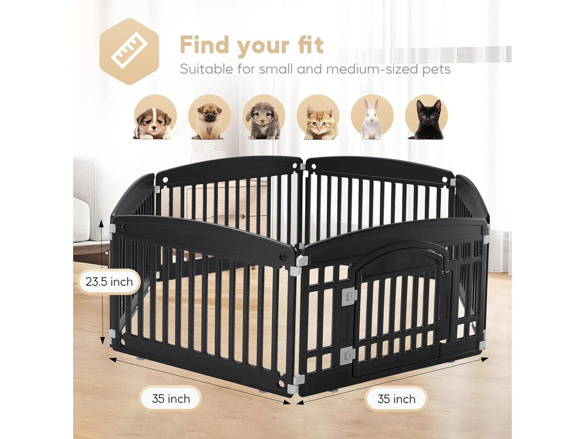 6 Panel Dog Playpen Indoor Fence with Door, Small Medium Pet, Puppy Cage,24