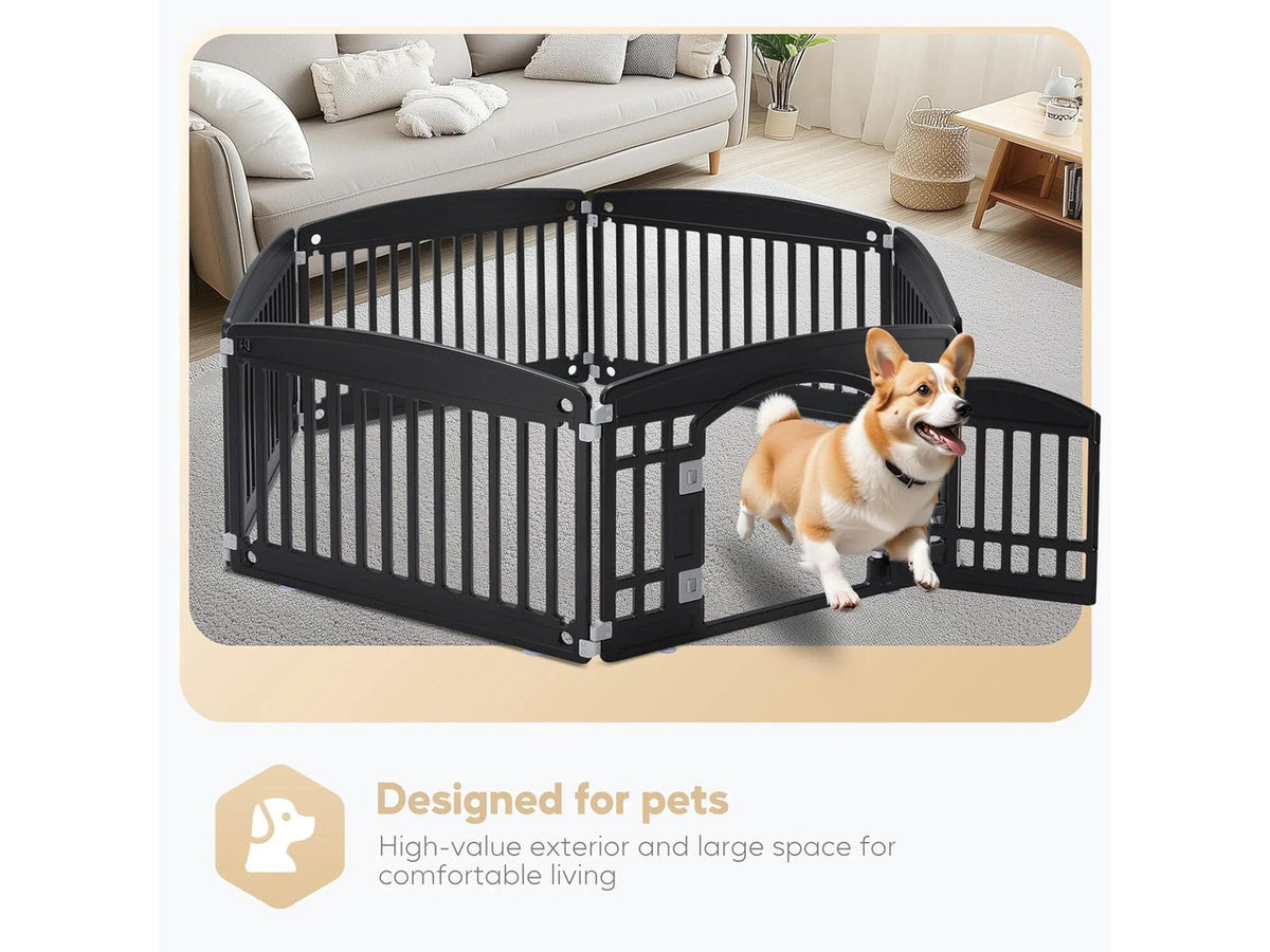 6 Panel Dog Playpen Indoor Fence with Door, Small Medium Pet, Puppy Cage,24