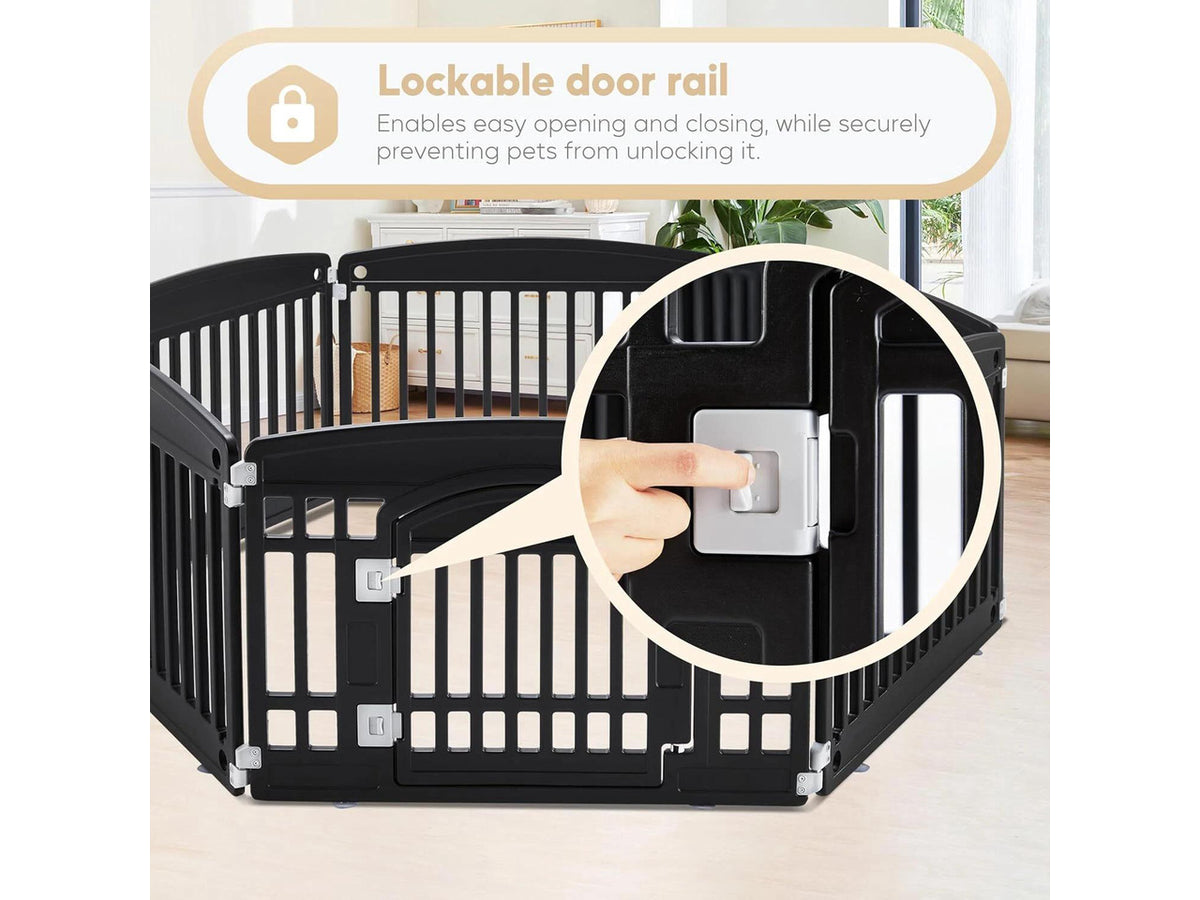 6 Panel Dog Playpen Indoor Fence with Door, Small Medium Pet, Puppy Cage,24