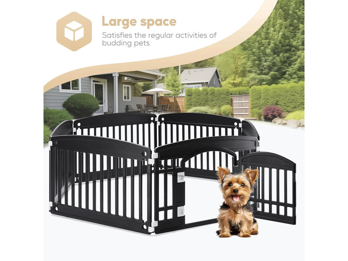 6 Panel Dog Playpen Indoor Fence with Door, Small Medium Pet, Puppy Cage,24