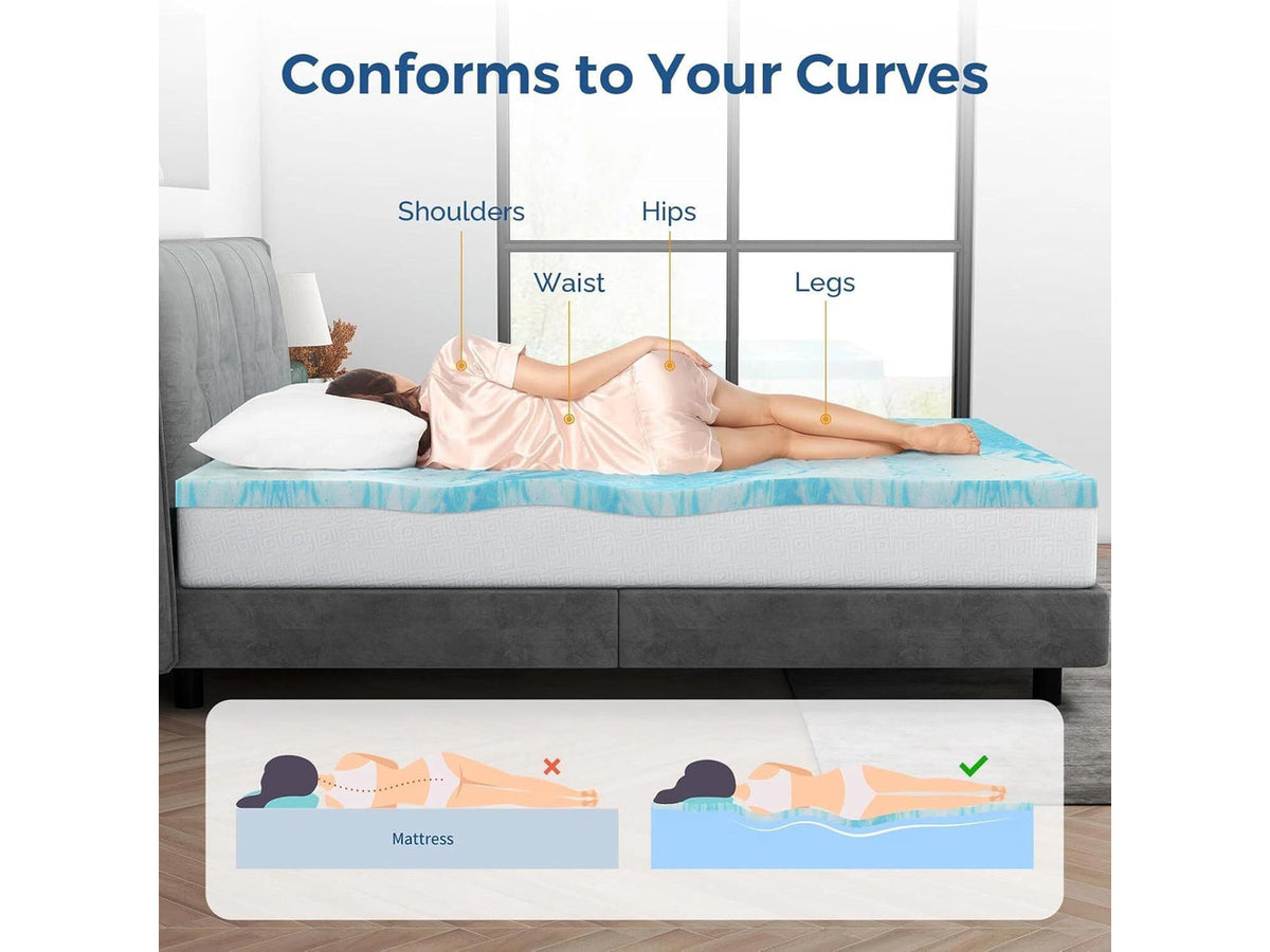 2 Inch Twin Size Memory Foam Mattress Topper Ventilated Mattress Topper Blue