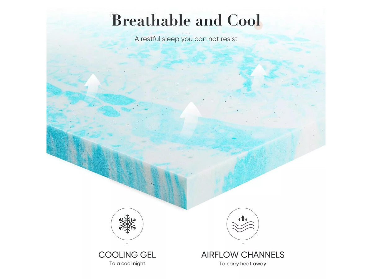 2 Inch Twin Size Memory Foam Mattress Topper Ventilated Mattress Topper Blue
