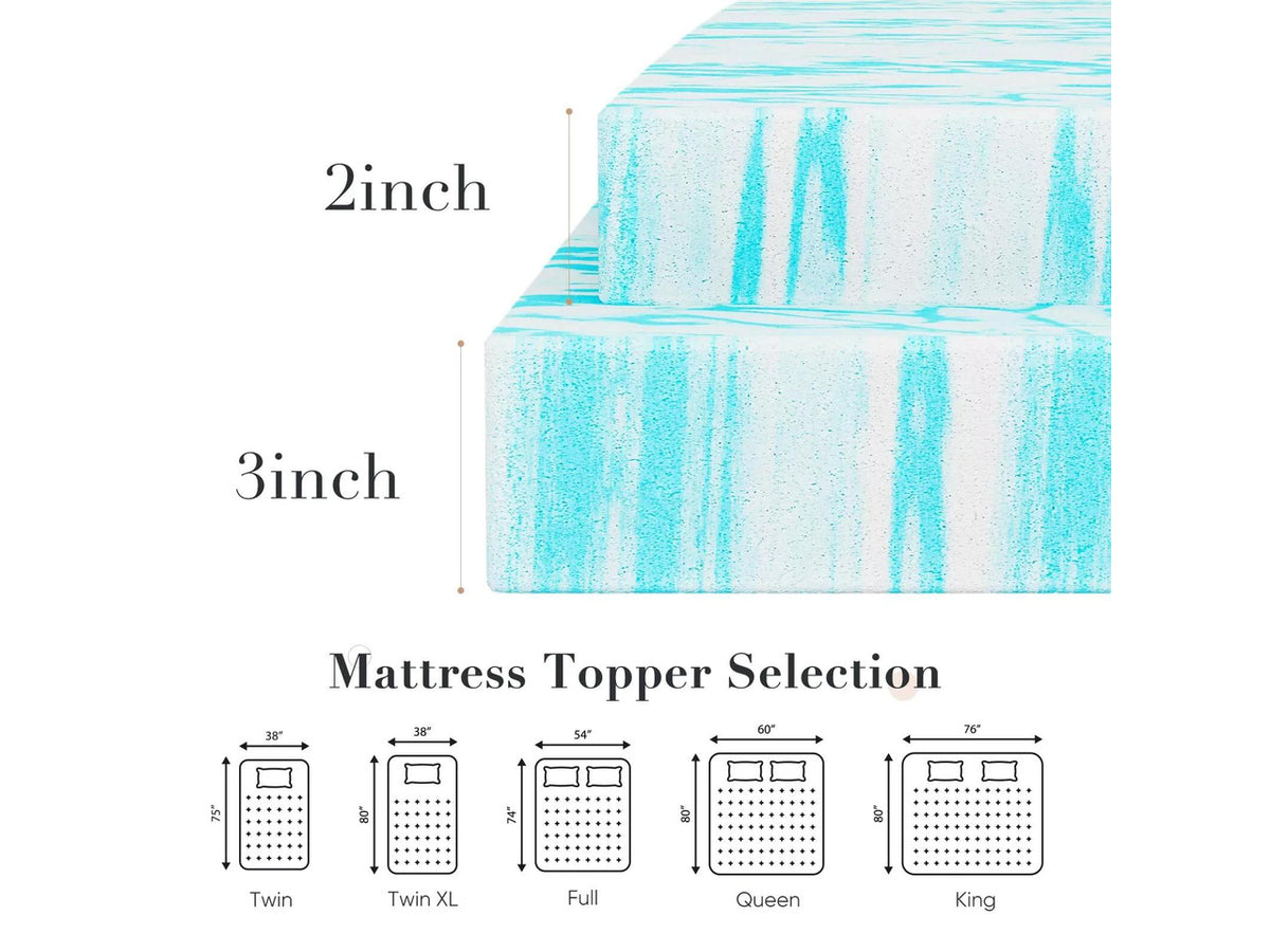 2 Inch Twin Size Memory Foam Mattress Topper Ventilated Mattress Topper Blue