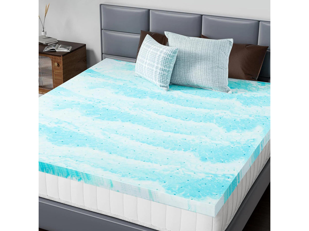 2 Inch Twin Size Memory Foam Mattress Topper Ventilated Mattress Topper Blue