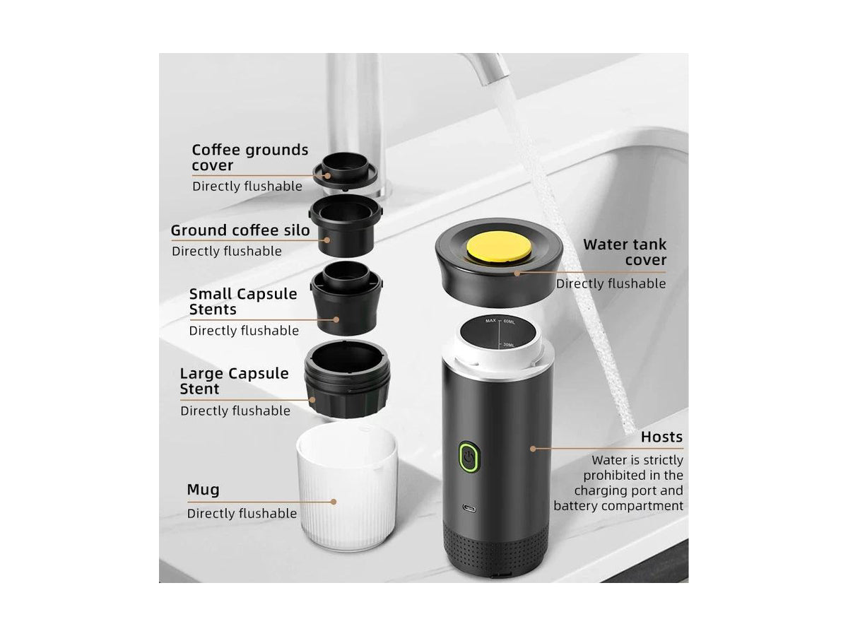 3-in-1 Wireless Electric Portable Espresso Coffee Maker Machine Travel Camping