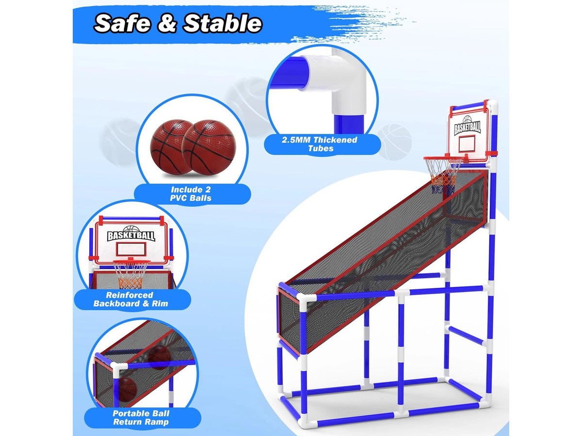 Kids' Basketball Game Set & 2 Balls Basketball Hoop Arcade Kids Indoor Play Toys
