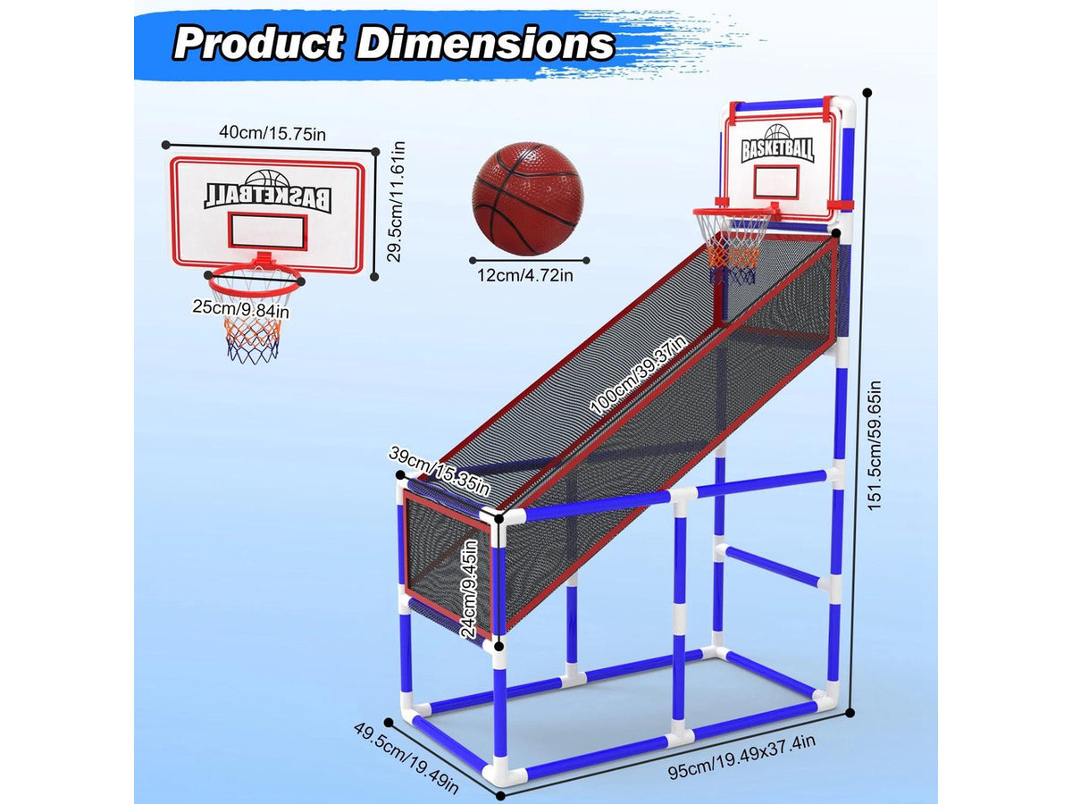 Kids' Basketball Game Set & 2 Balls Basketball Hoop Arcade Kids Indoor Play Toys