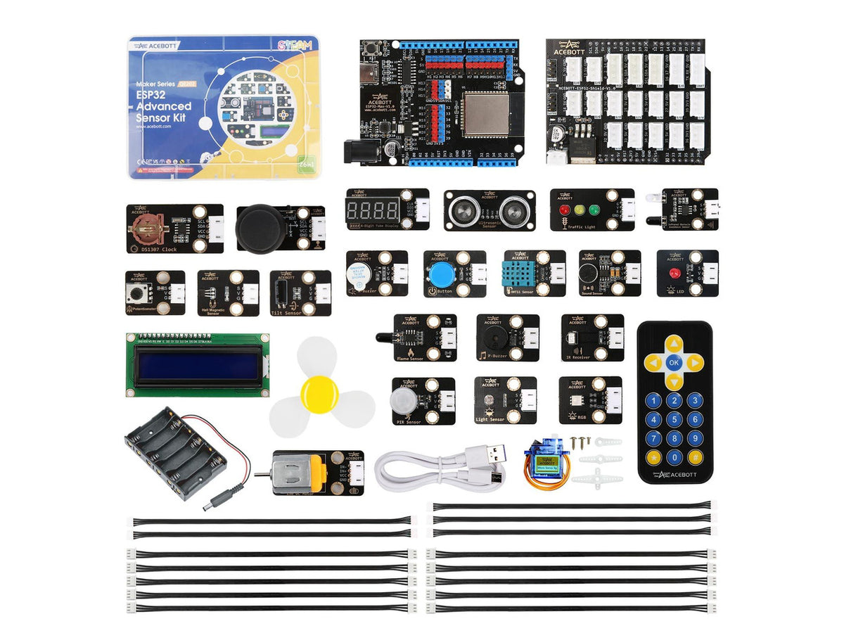 26 in 1 Sensor Modules Kit ESP32 Electronics Starter Kit Compatible with Arduino IDE/Scratch/Python ^^ Online Tutorial/Development Board, WiFi & Bluetooth IoT ESP32 Microcontroller, Beginners En