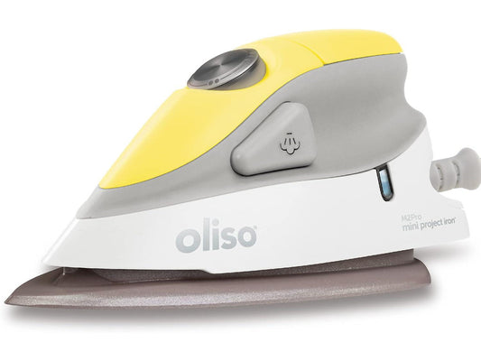 oliso M2Pro Mini Steam Iron with Solemate® 1000 Watt Dual Voltage Travel Iron for Sewing, Quilting, and Crafting Ceramic Soleplate, Precision Tip Butterscotch