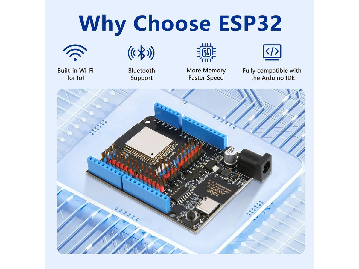 26 in 1 Sensor Modules Kit ESP32 Electronics Starter Kit Compatible with Arduino IDE/Scratch/Python ^^ Online Tutorial/Development Board, WiFi & Bluetooth IoT ESP32 Microcontroller, Beginners En
