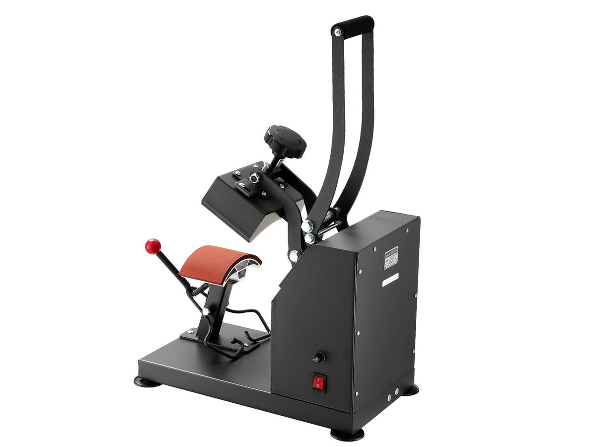 Heat Press 6x3.75Inch Curved Element Hat Press Clamshell Design Heat Press for Hats Rigid Steel Frame No Stick Digital LCD Timer and Temperature Control (6x3.75Inch Clamshell Design)