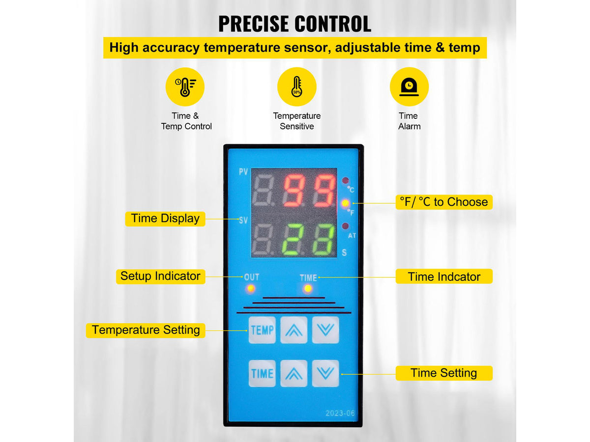 Heat Press 6x3.75Inch Curved Element Hat Press Clamshell Design Heat Press for Hats Rigid Steel Frame No Stick Digital LCD Timer and Temperature Control (6x3.75Inch Clamshell Design)