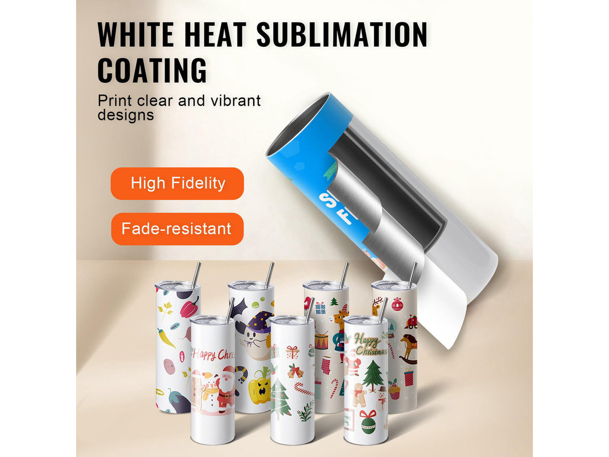 12 Pack Sublimation Tumblers 20oz Skinny Straight, Stainless Steel Sublimation Tumblers Blank, Stainless Steel Double Wall Tumbler for Heat Transfer Customized Gifts with Lid and Straw, Gift Box