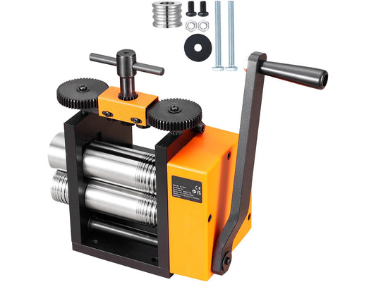 Rolling Mill, 2.95"/75 mm Jewelry Rolling Mill Machine, 1: 2 Gear Ratio, 3-in-1 Multi-function Rolling Mill, 0.03-6.5mm Press Thickness for Metal Jewelry Making Sheet Square Wire Semicircle