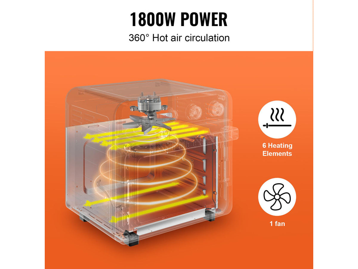 7-IN-1 Air Fryer Toaster Oven, 18L Convection Oven, 1700W Stainless Steel Toaster Ovens Countertop Combo with Grill, Pizza Pan, Gloves, 6 Slices Toast, 12-inch Pizza, Home and Commercial Use