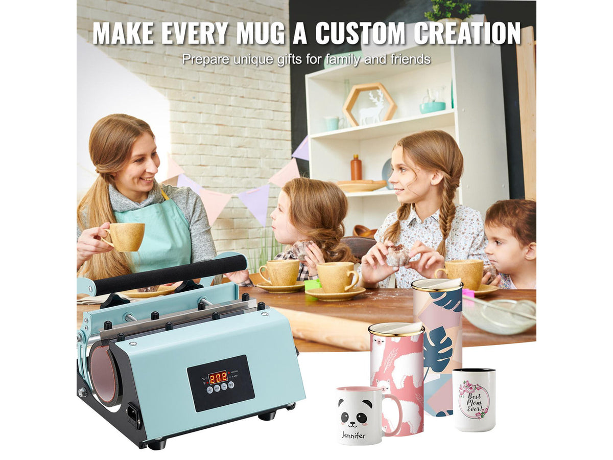 Tumbler Heat Press Machine, 11-30oz Mug Press, Heat Up Fast and Even, Tumbler Press with Sublimation Paper, Tape and Gloves, Temp and Time Setting, for Sublimation Tumblers, Cups, Mugs, Green