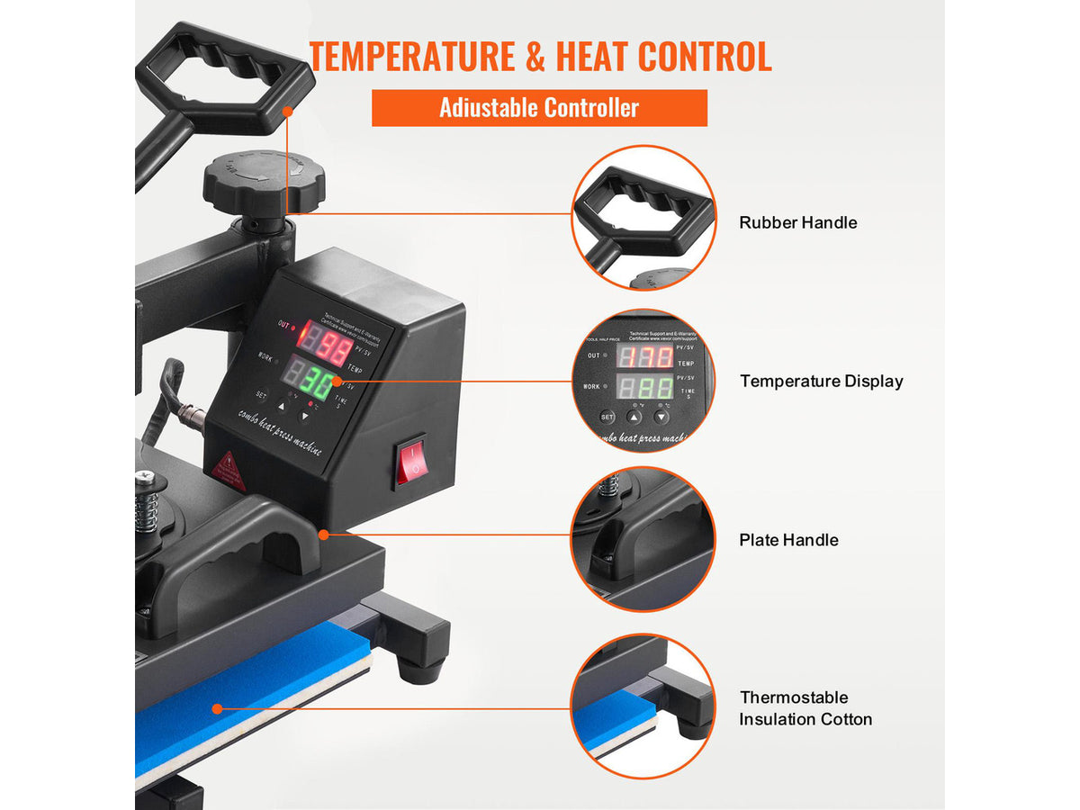 Heat Press, 12x10Inch T-Shirt Press Machine, T-shirt Press Heat Press 30x23cm Printing Machine Heat Transfer Sublimation Machine for T-shirts