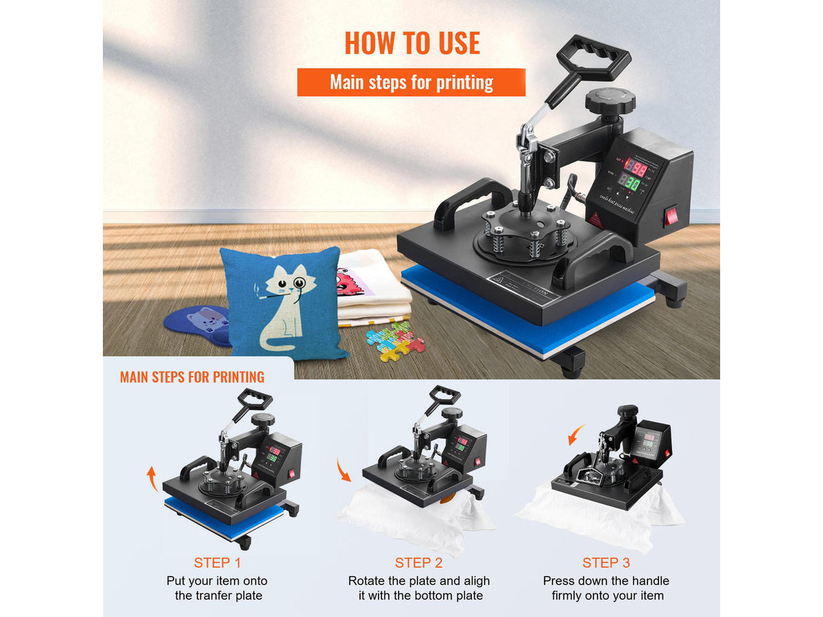 Heat Press, 12x10Inch T-Shirt Press Machine, T-shirt Press Heat Press 30x23cm Printing Machine Heat Transfer Sublimation Machine for T-shirts