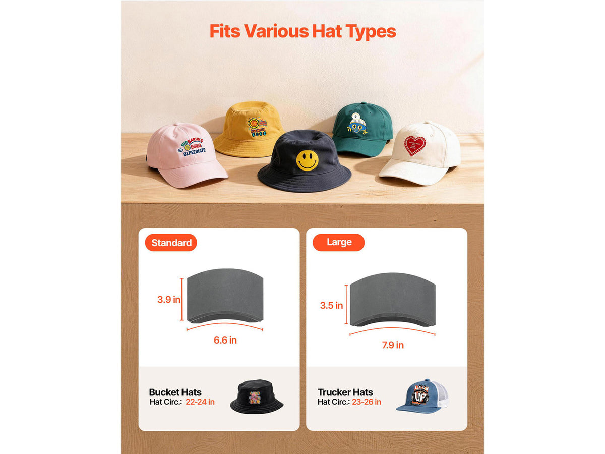 VEVOR Hat Heat Press Machine, with 2 Interchangeable Platens and Caps Stretcher, Precise Temperature & Time Control, Heat Press for Hats and Caps, for HTV Iron On and Sublimation Projects, White