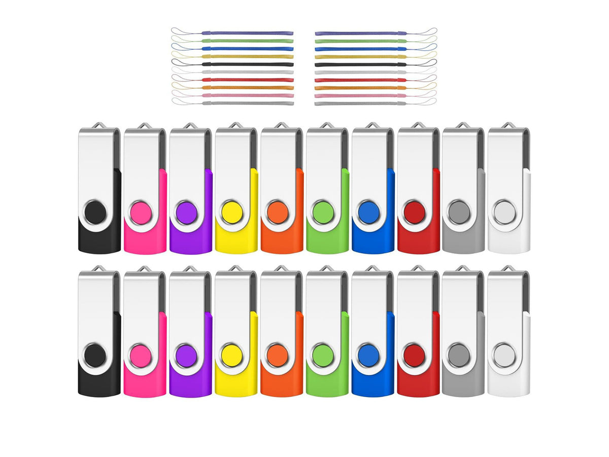 AreTop 256MB USB Flash Drive 20 Pack, Premium USB 2.0 Bulk Flash Drive Pack Memory Stick Thumb Drive Bulk Jump Drive Pendrive (20PCS 256MB, Mix Colors)