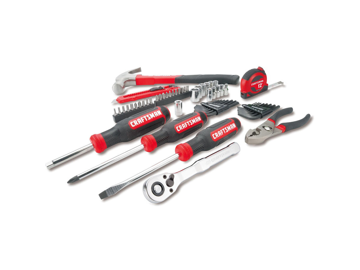 57 Piece Mechanics Tool Set Home Tool Set, Sockets, Ratchet, Screwdrivers, Hammer, Pliers, Hex Keys, Specialty Bits Hand Tools (CMMT99447)