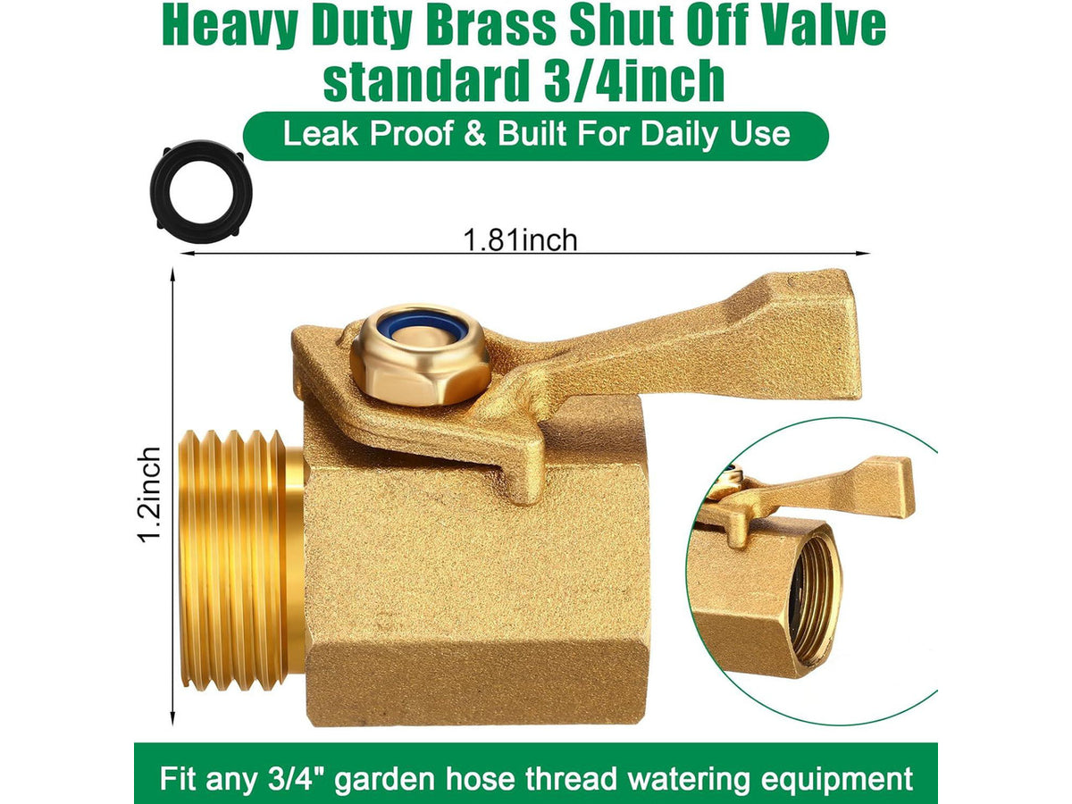 10 Pack Garden Hose Shut off Valve Heavy Duty 3/4 Inch Solid Garden Brass Water Hose Connector with Extra Rubber Washers