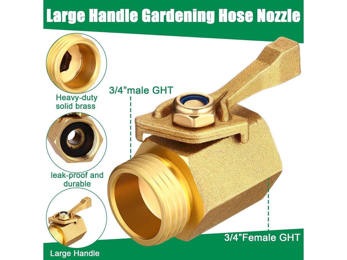10 Pack Garden Hose Shut off Valve Heavy Duty 3/4 Inch Solid Garden Brass Water Hose Connector with Extra Rubber Washers