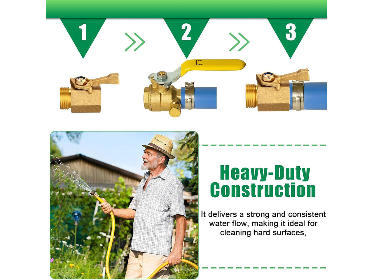 10 Pack Garden Hose Shut off Valve Heavy Duty 3/4 Inch Solid Garden Brass Water Hose Connector with Extra Rubber Washers