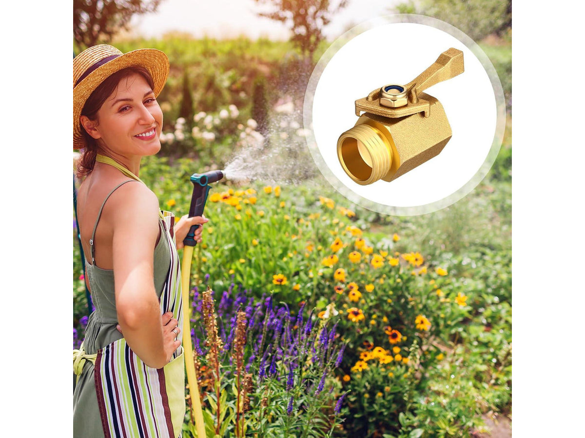 10 Pack Garden Hose Shut off Valve Heavy Duty 3/4 Inch Solid Garden Brass Water Hose Connector with Extra Rubber Washers