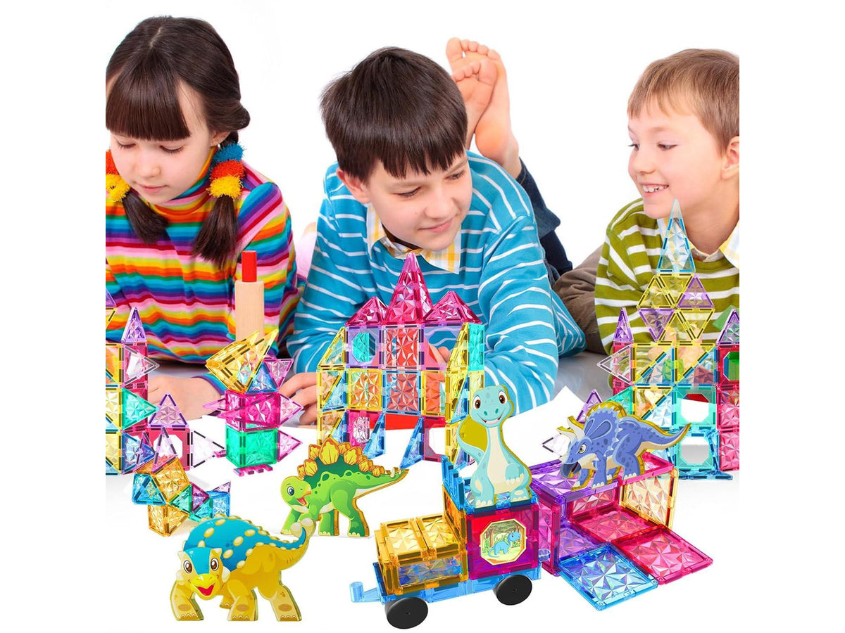 110PCS Magnetic Tiles Building Blocks Set for Boys Girls Preschool Educational Magnet Construction Kit Stacking STEM Toys Christmas Birthday Gifts for Kids Toddlers 3 4 5 6 7 8 9 + Year Old