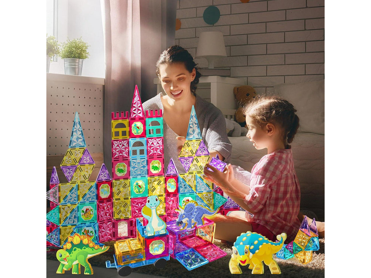 110PCS Magnetic Tiles Building Blocks Set for Boys Girls Preschool Educational Magnet Construction Kit Stacking STEM Toys Christmas Birthday Gifts for Kids Toddlers 3 4 5 6 7 8 9 + Year Old