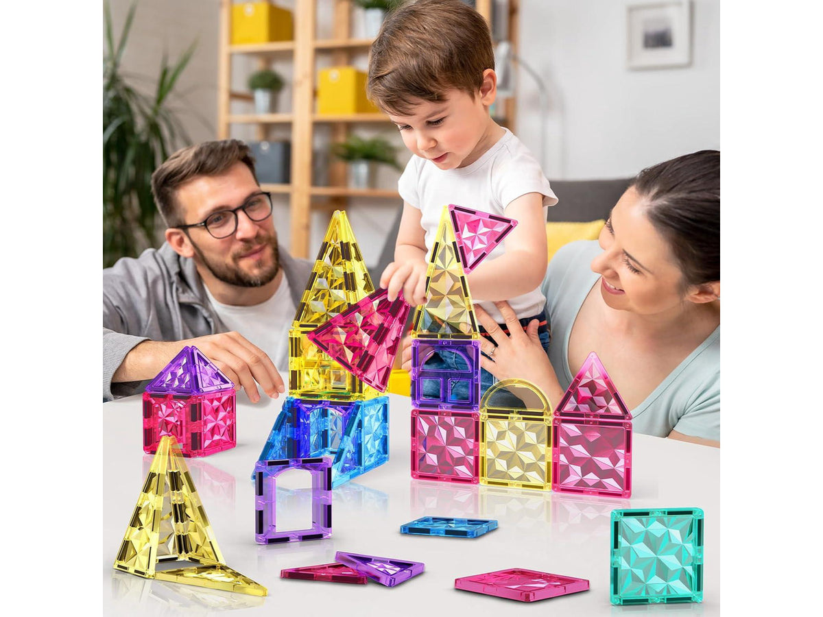110PCS Magnetic Tiles Building Blocks Set for Boys Girls Preschool Educational Magnet Construction Kit Stacking STEM Toys Christmas Birthday Gifts for Kids Toddlers 3 4 5 6 7 8 9 + Year Old